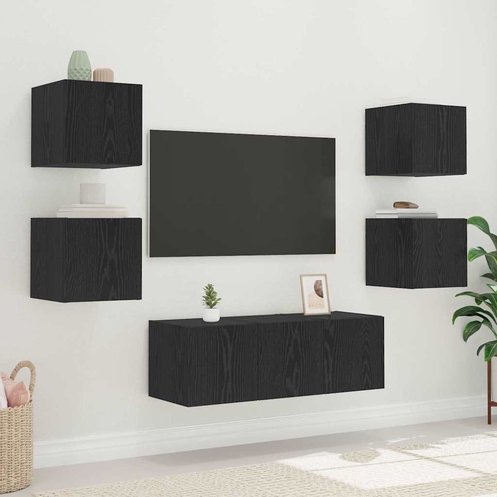 TV Fali Szekrény 30,5 x 35 x 30 cm Fekete tölgy Szerelt Fa