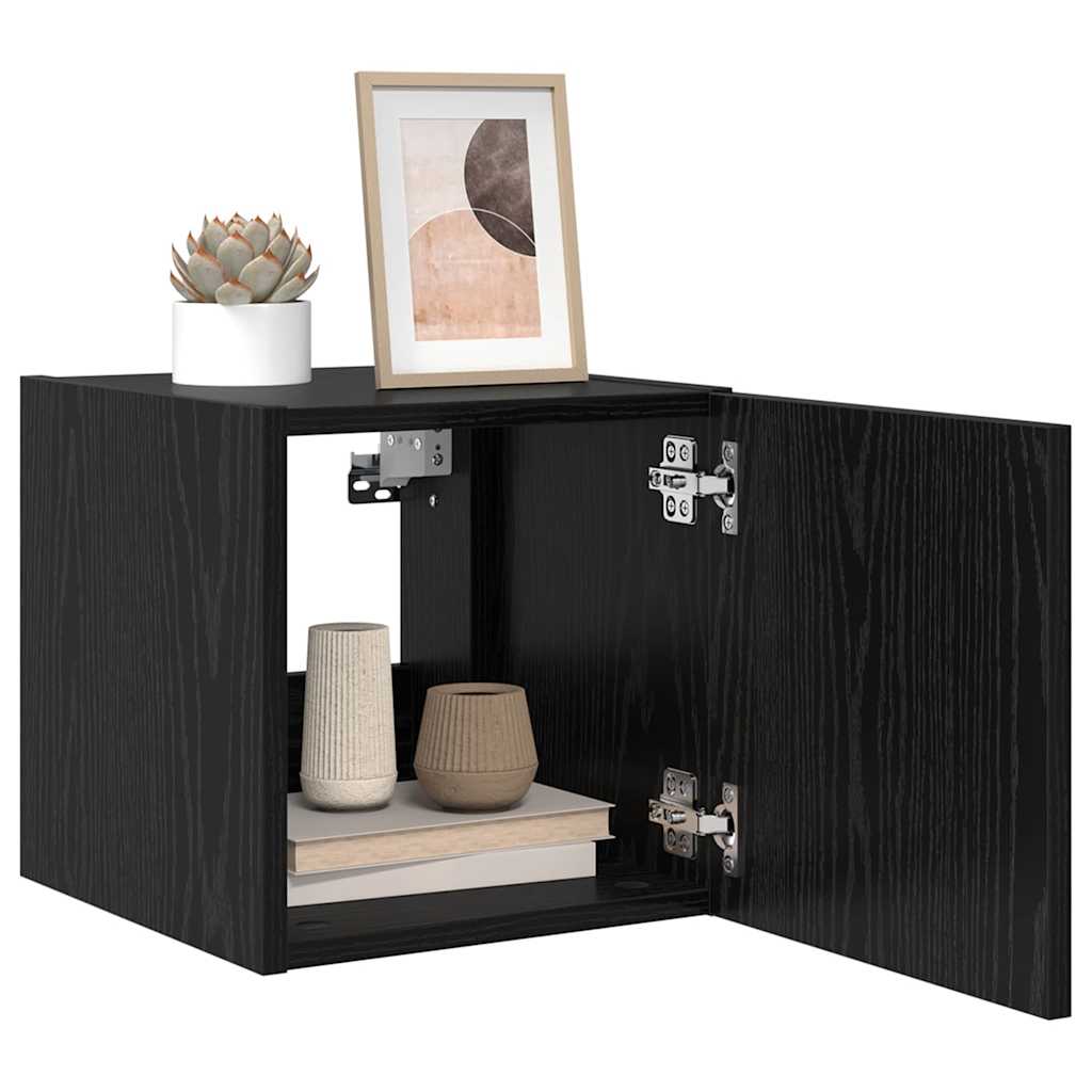 TV Fali Szekrény 30,5 x 35 x 30 cm Fekete tölgy Szerelt Fa
