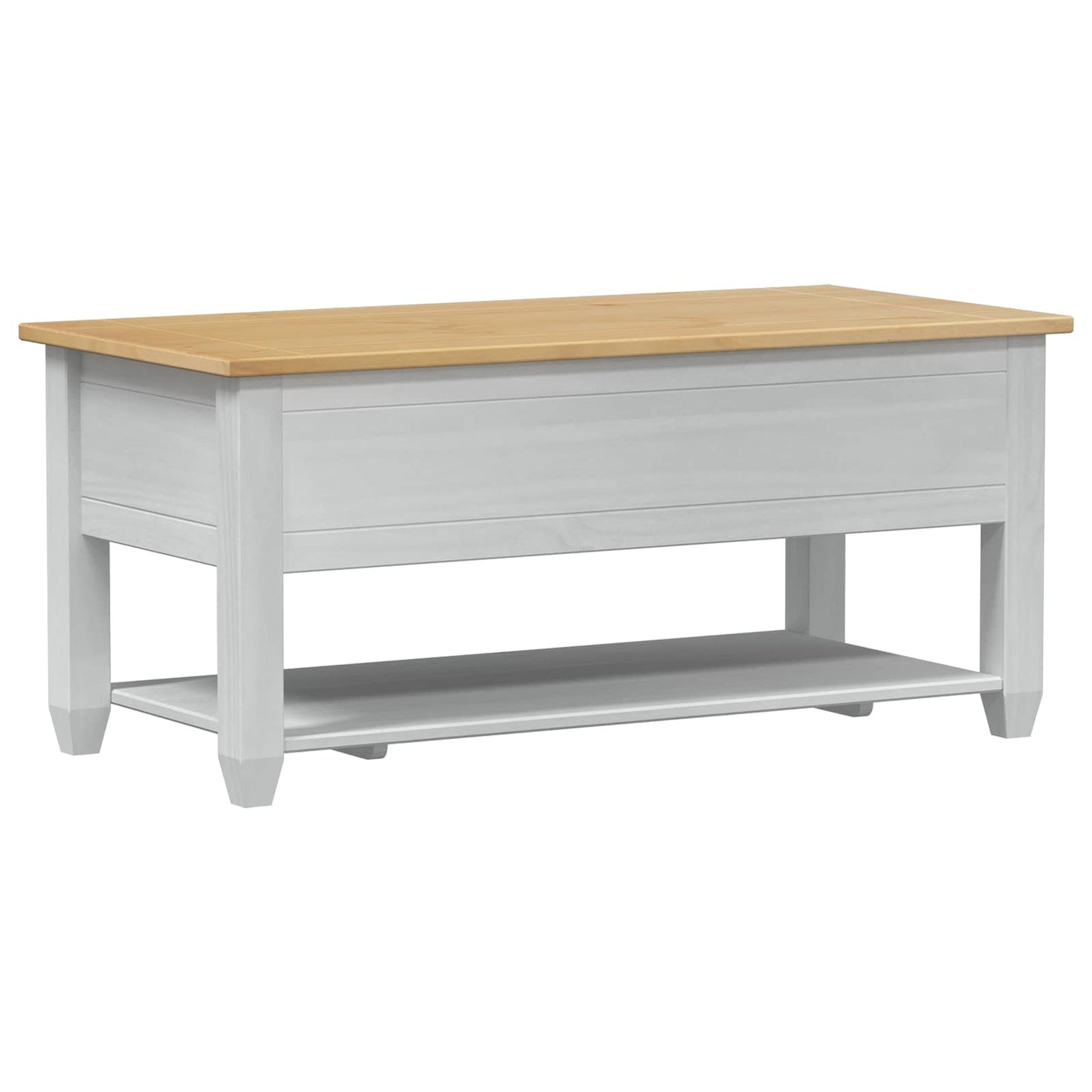 Dohányzóasztal fiókkal Fehér 100 x 48 x 45 cm Tömör Fenyőfa