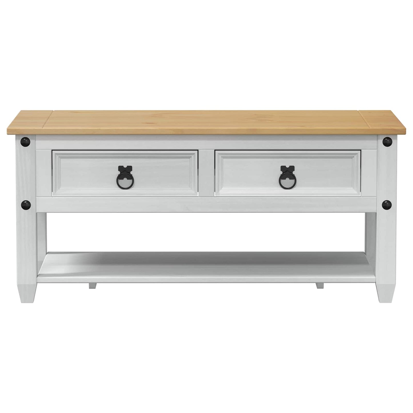 Dohányzóasztal fiókkal Fehér 100 x 48 x 45 cm Tömör Fenyőfa
