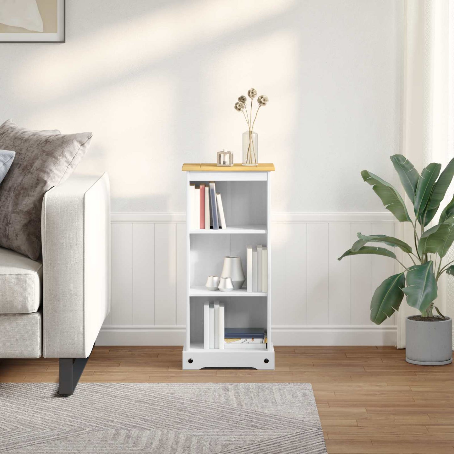 Könyvszekrény Fehér 46 x 29 x 100 cm Tömör fenyőfa