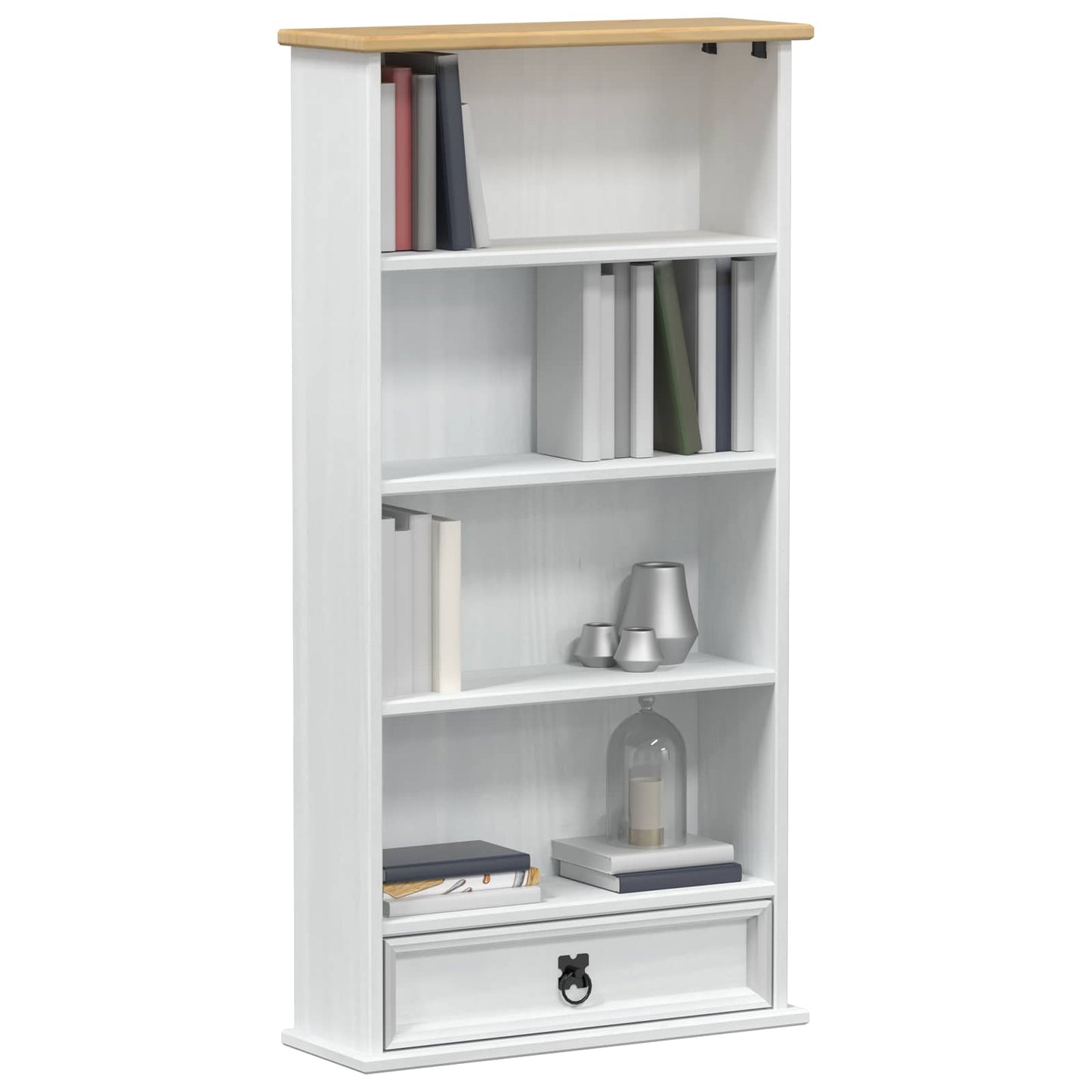 CD tároló Fehér 52 x 17.5 x 103 cm Tömör fenyőfa