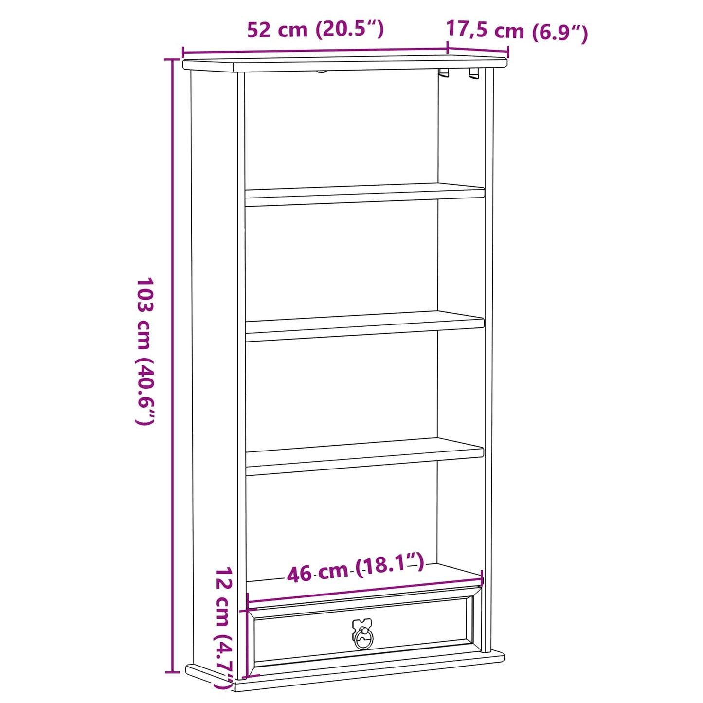 CD tároló Fehér 52 x 17.5 x 103 cm Tömör fenyőfa