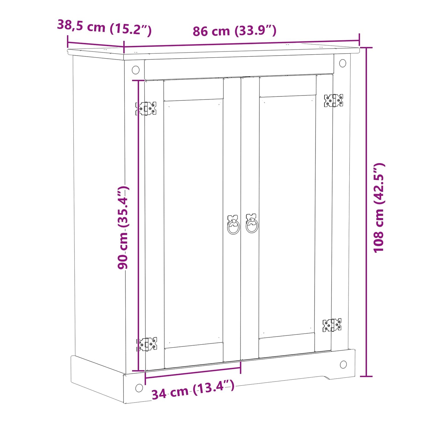 Cipőszekrény polcokkal Fehér 86 x 38,5 x 108 cm Tömör fenyőfa