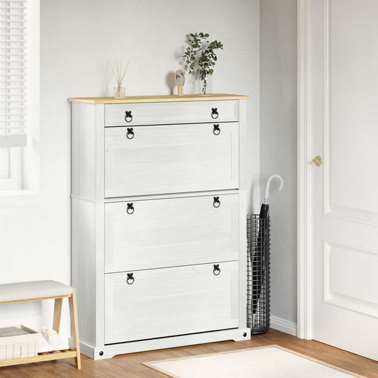Cipőszekrény Corona Fehér 99 x 32 x 138 cm Tömör fenyőfa