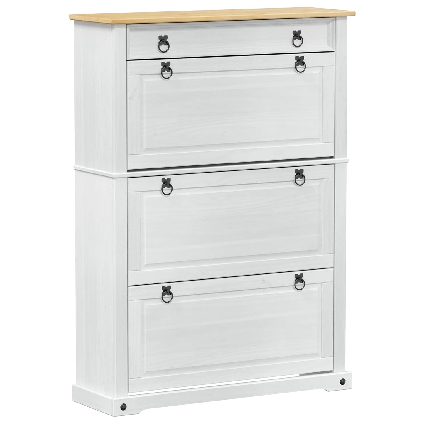 Cipőszekrény Corona Fehér 99 x 32 x 138 cm Tömör fenyőfa
