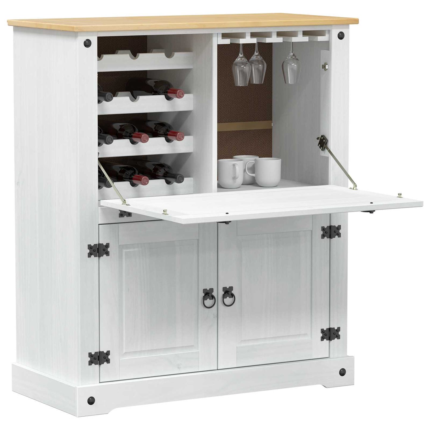 Bortároló szekrény Fehér 97 x 45 x 114 cm Tömör fenyőfa