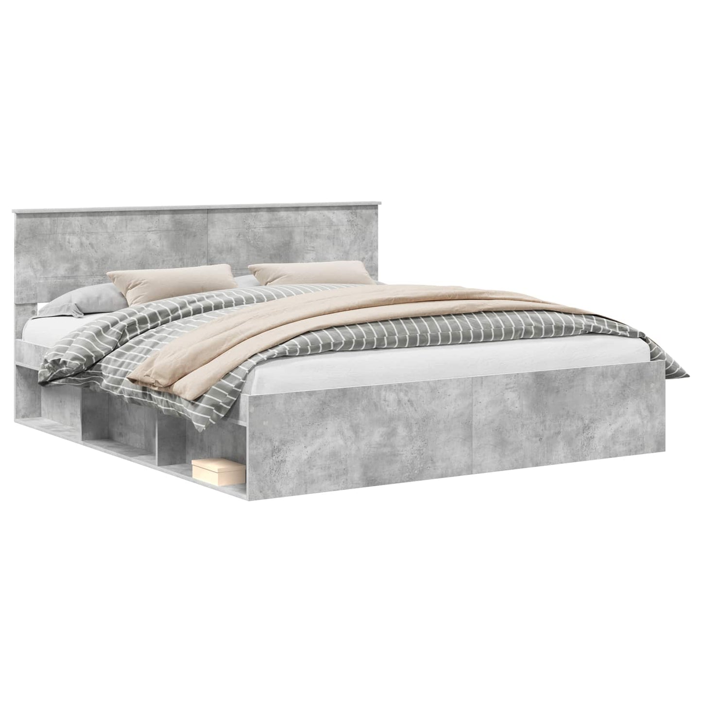 Ágykeret fejtámlával Beton 180 x 200 cm Szerelt fa