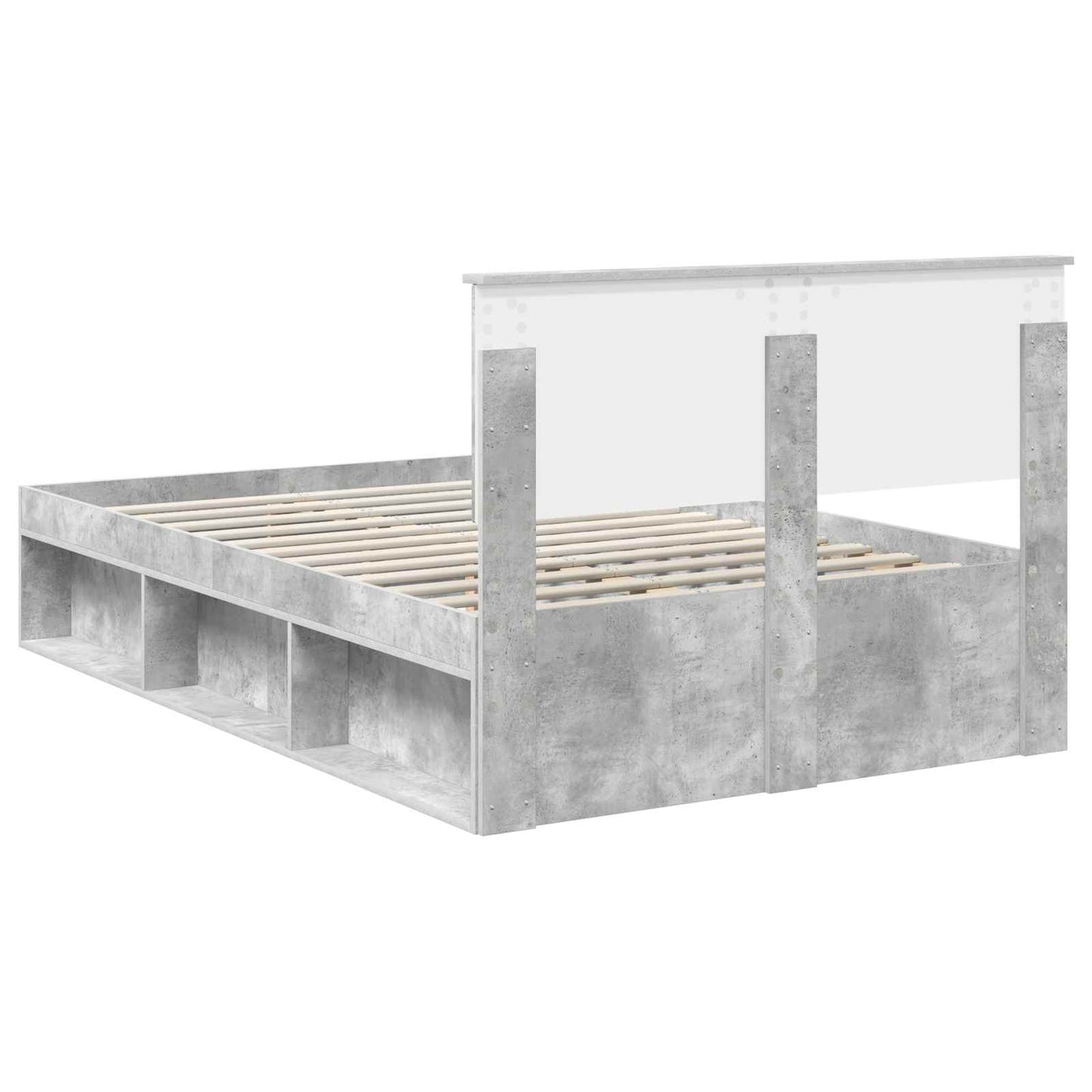 Ágykeret fejtámlával Beton 120 x 190 cm Szerelt fa