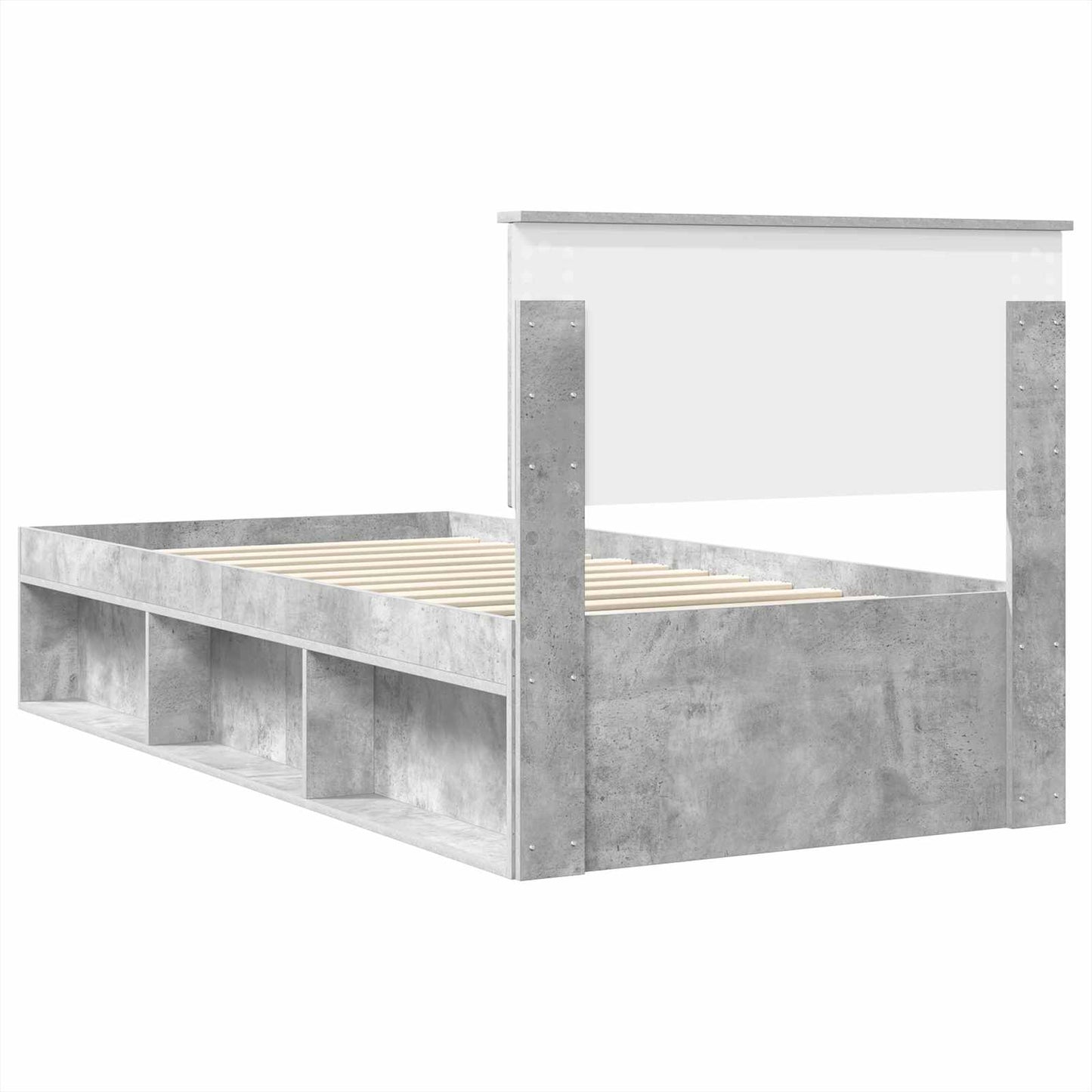 Ágykeret fejtámlával Beton Szürke 75 x 190 cm Szerelt fa