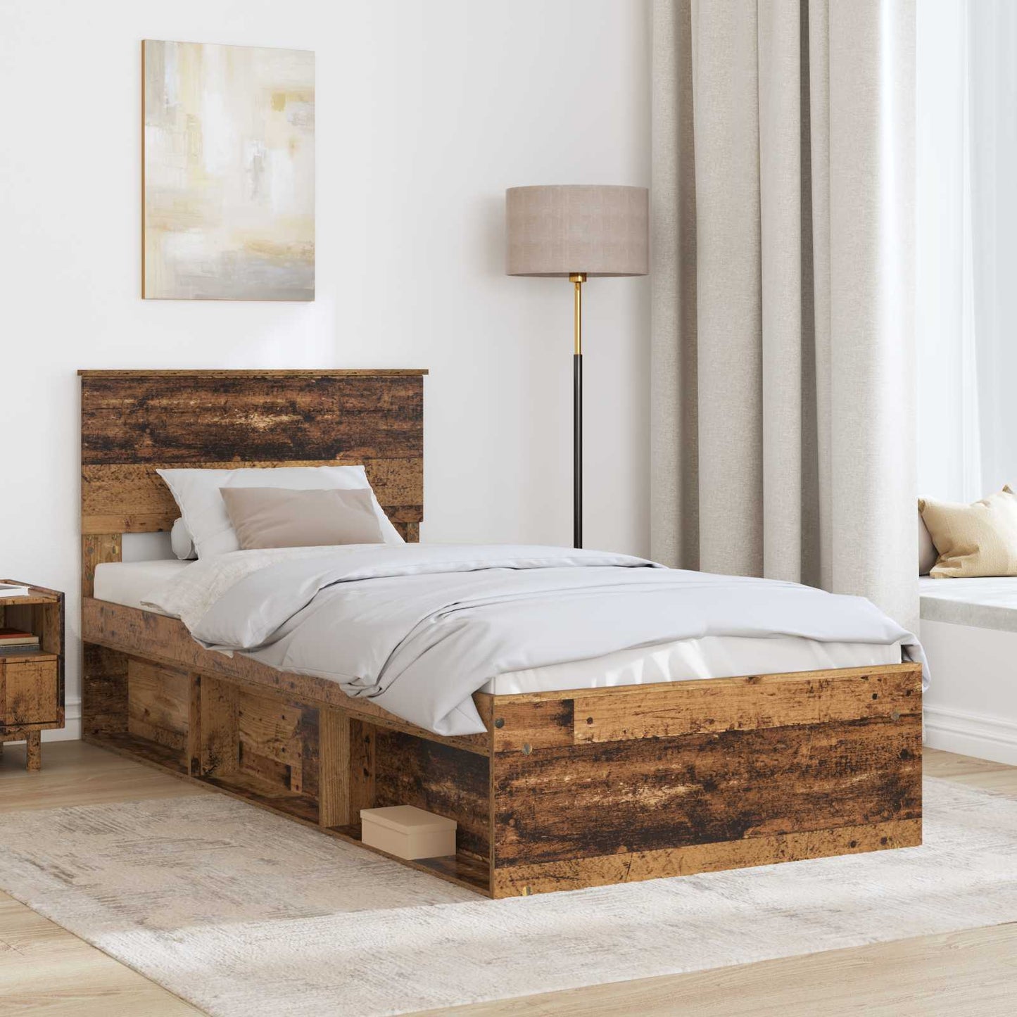 Ágykeret fejtámlával Öreg fa 75 x 190 cm Faanyag