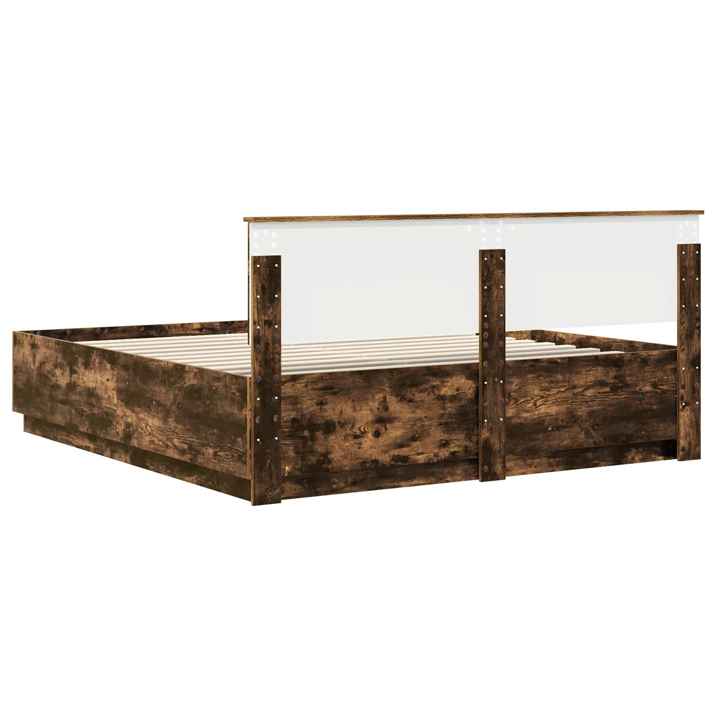 Ágykeret LED -es lámpákkal Füstölt tölgy 200 x 200 cm Faanyag