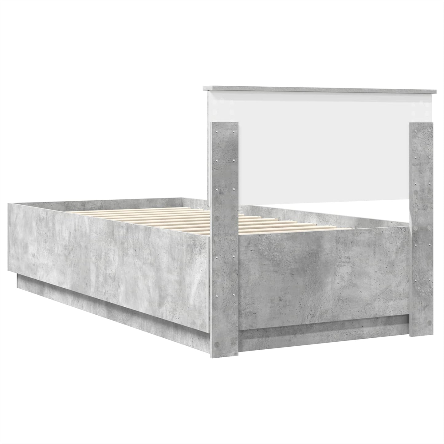 Ágykeret LED szalagokkal Beton Szürke 100 x 200 cm Szerelt Fa