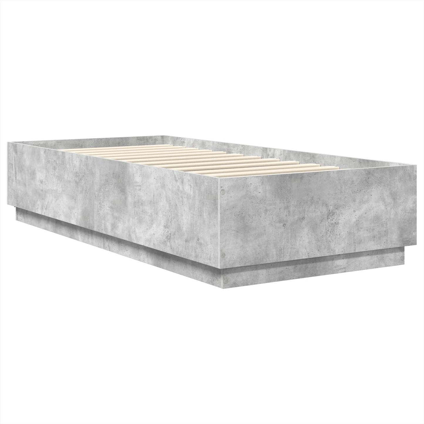 Ágykeret LED szalagokkal Beton Szürke 70 x 190 cm Szerelt Fa