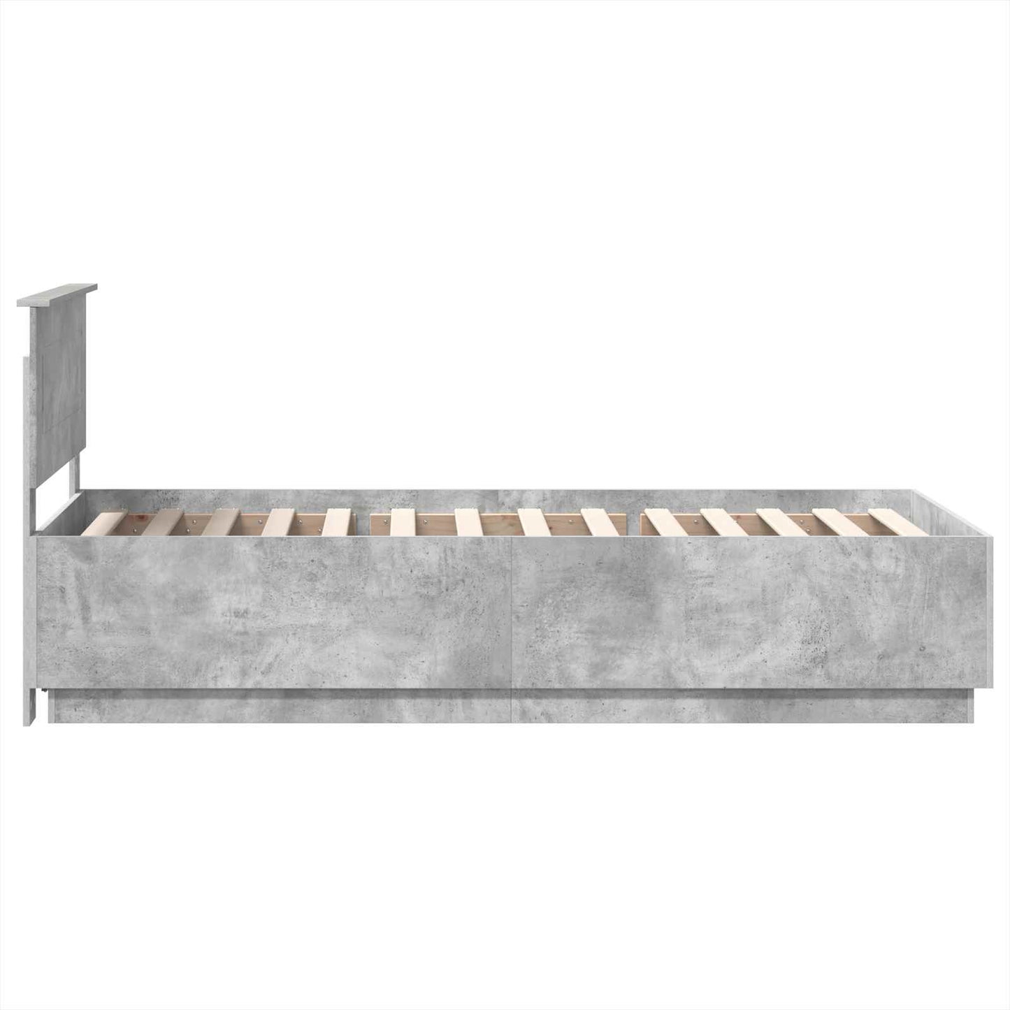 Ágykeret fejtámlával Betonszürke 70 x 190 cm Szerelt Fa