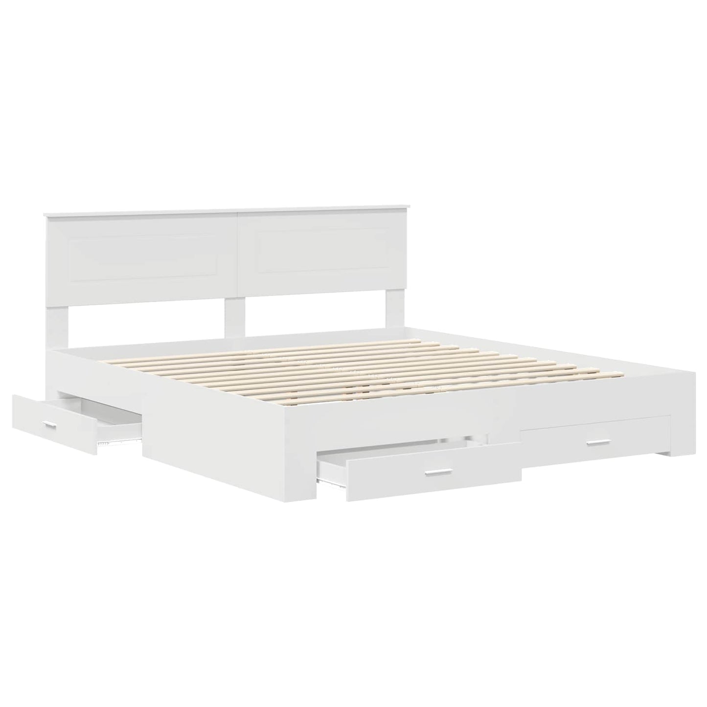 Ágykeret fiókkal fejtámlával Fehér 180 x 200 cm Szerelt Fa