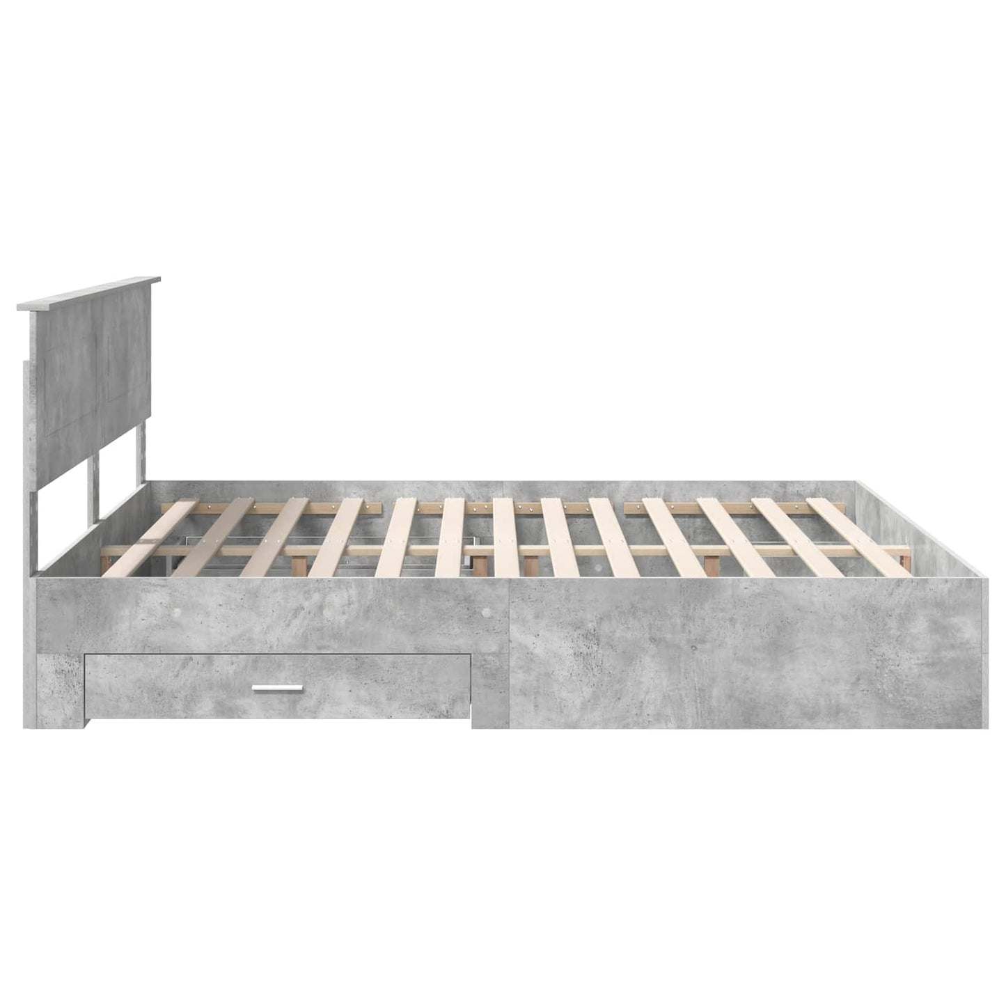 Ágykeret fiókkal tárolóval Beton Szürke 180 x 200 cm Szerelt Fa