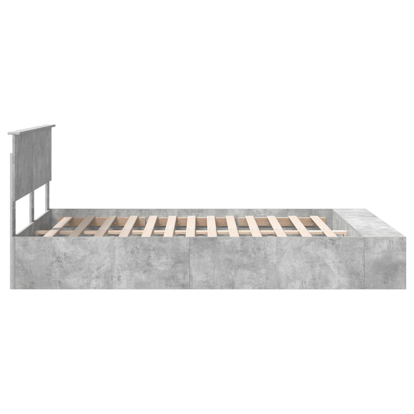 Ágykeret polcokkal Beton Szürke 160 x 200 cm Szerelt Fa