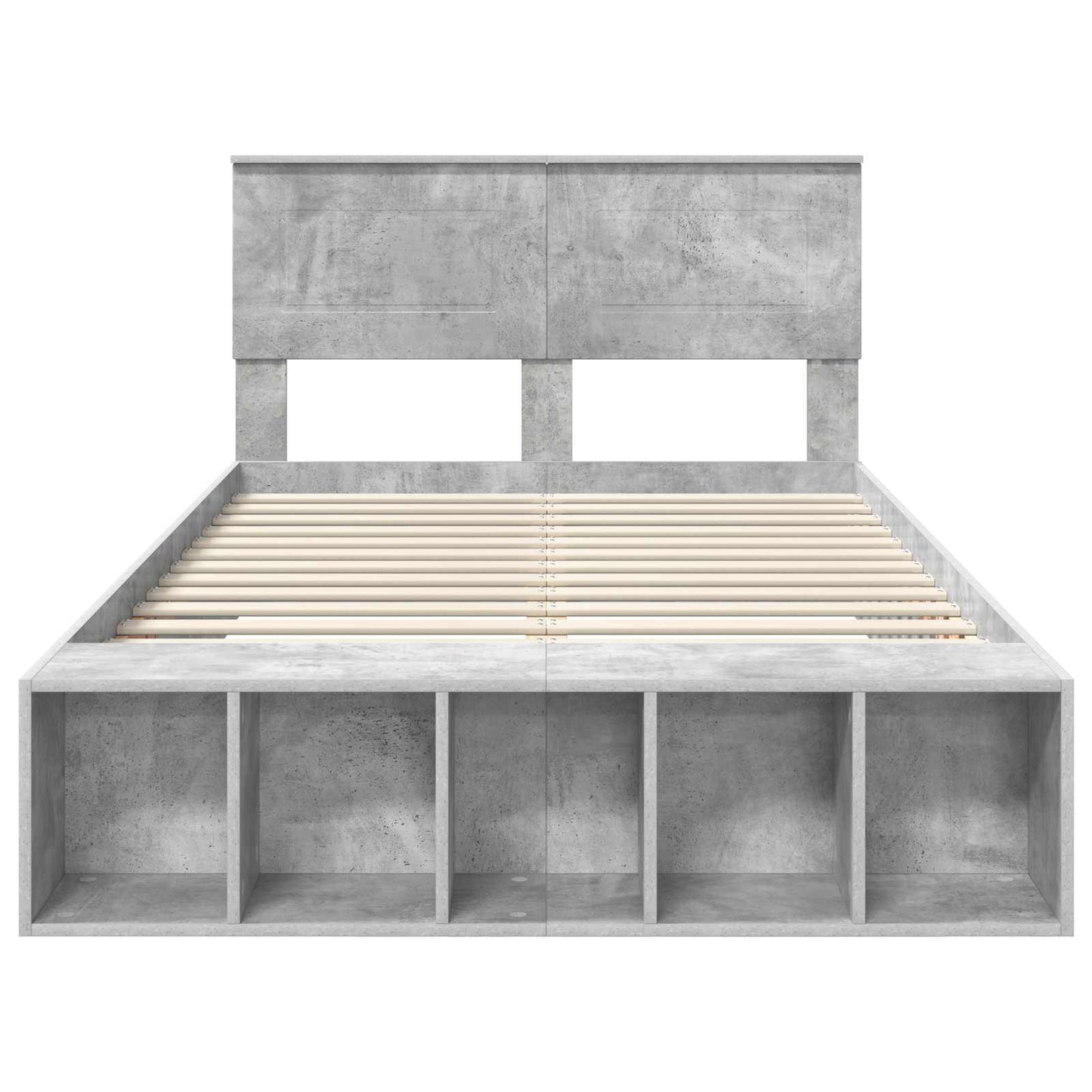 Ágykeret polcokkal tárolóval Beton Szürke 120 x 190 cm Faanyag