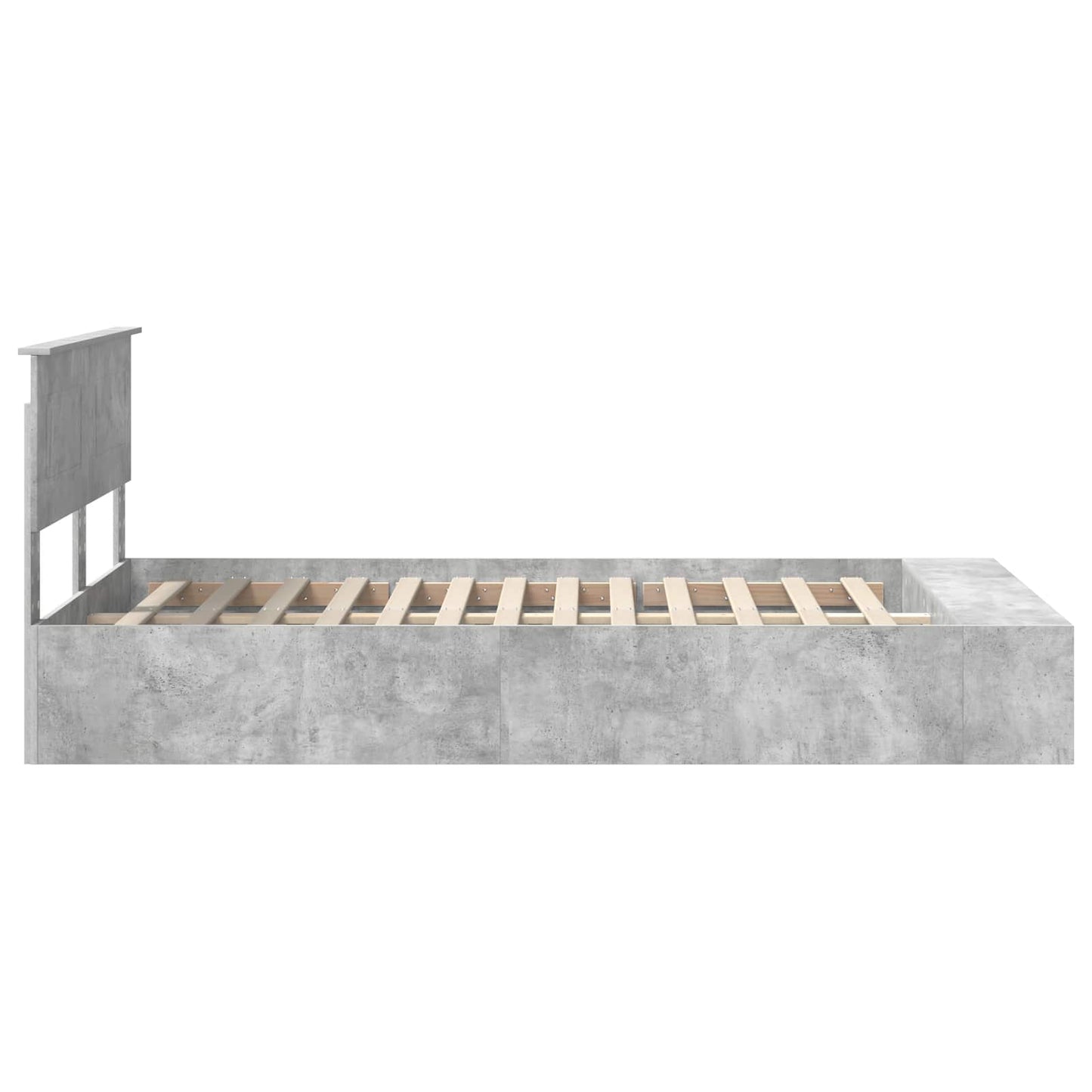 Ágykeret polcokkal tárolóval Beton Szürke 120 x 190 cm Faanyag