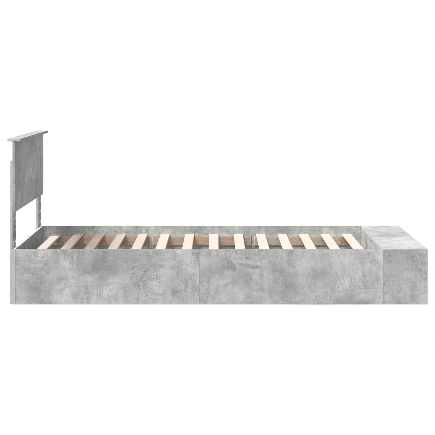 Ágykeret polcokkal Beton Szürke 90 x 200 cm Szerelt Fa