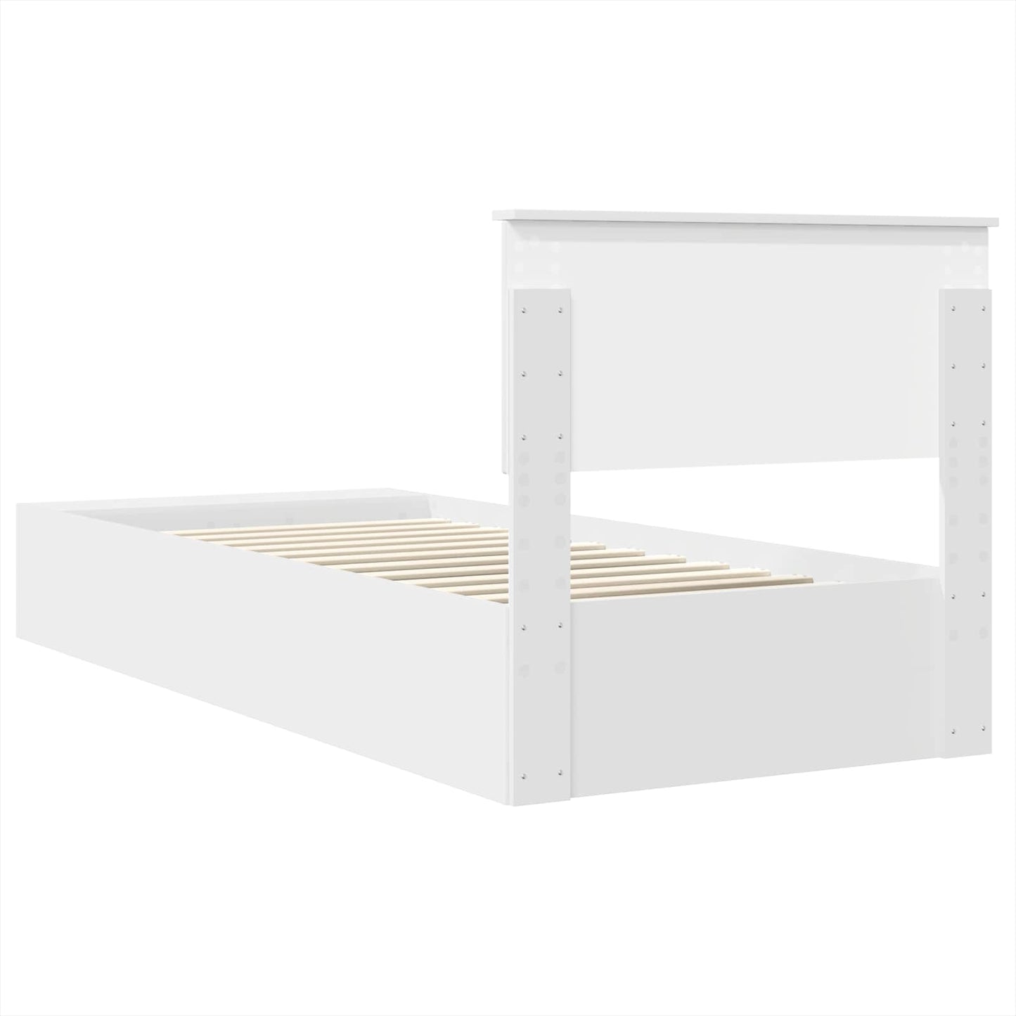 Ágykeret polcokkal fejtámlával Fehér 75 x 190 cm Szerelt Fa
