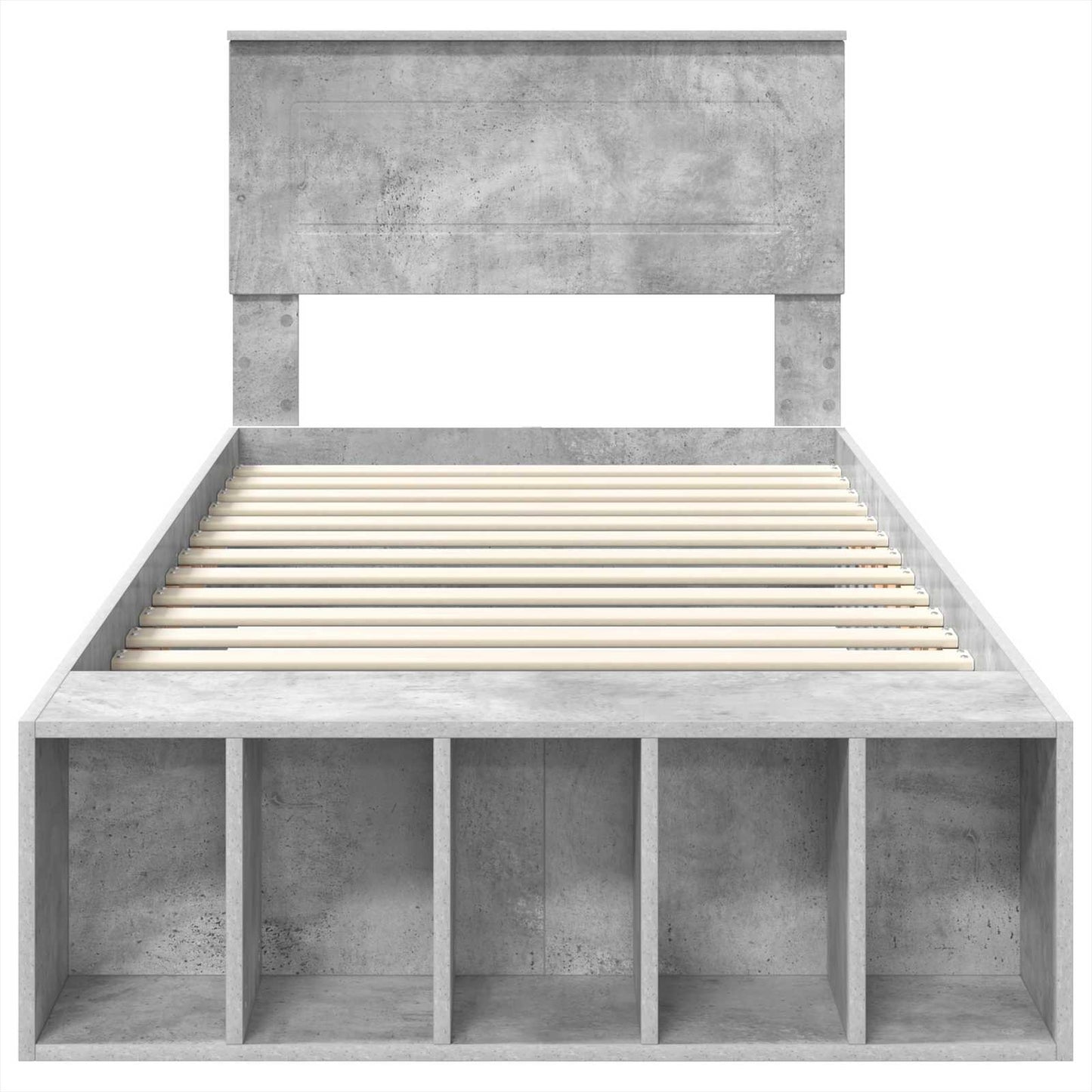 Ágykeret polcokkal Beton Szürke 70 x 190 cm Szerelt Fa