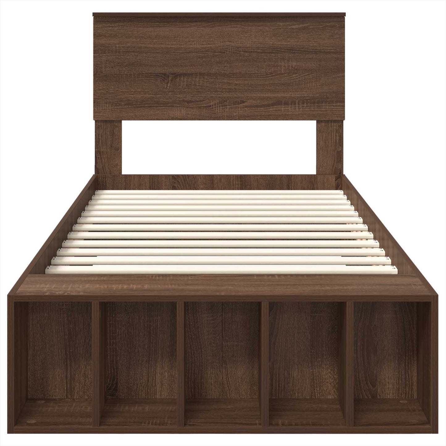 Ágykeret polcokkal tárolóval Barna Tölgy 75 x 190 cm Szerelt Fa