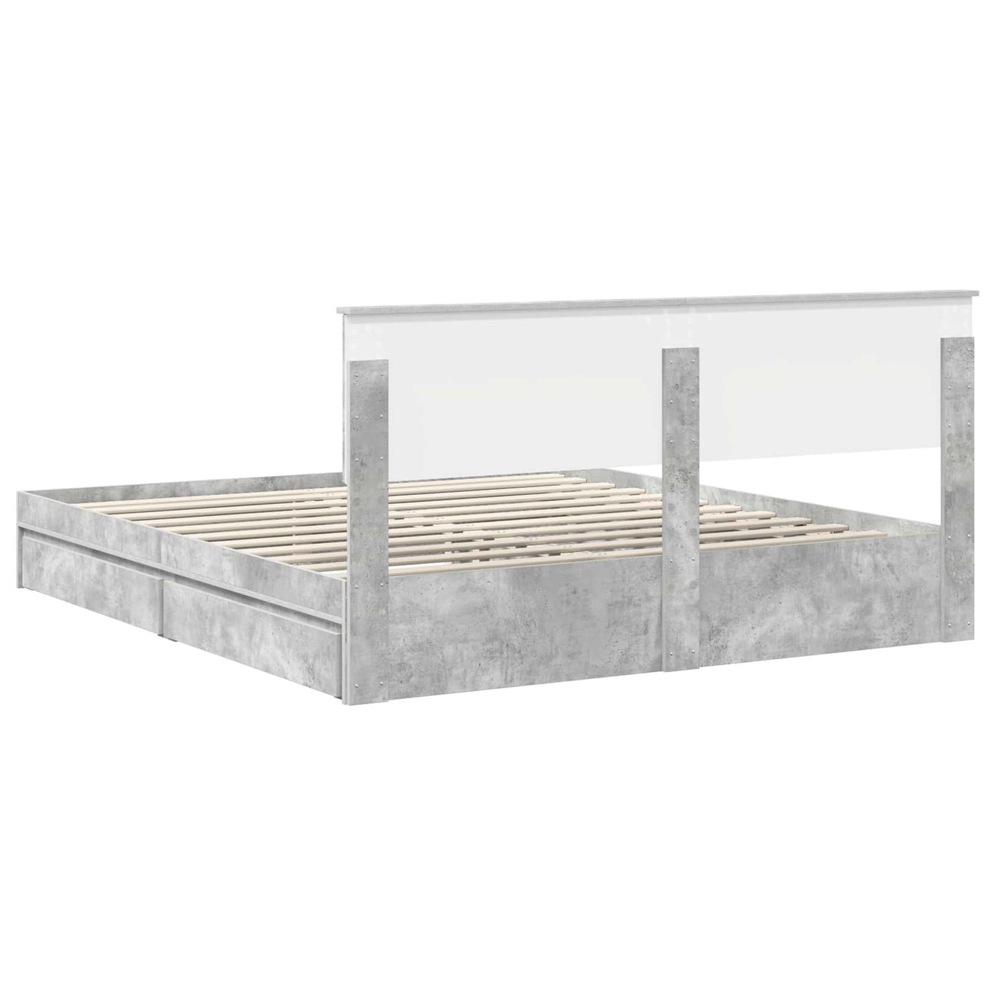 Tárolós Ágy fejtámlával Beton Szürke 200 x 200 cm Faanyag