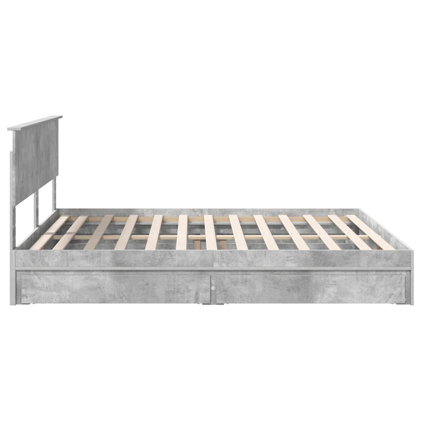 Tárolós Ágy fejtámlával Beton Szürke 200 x 200 cm Faanyag