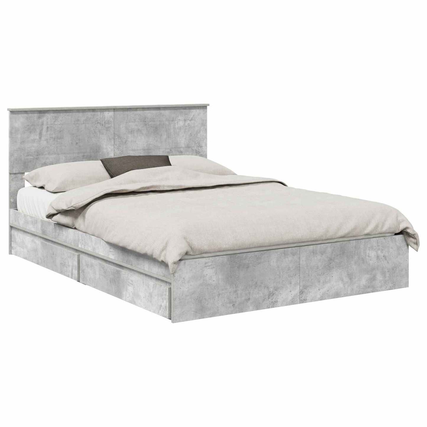 Tárolós Ágy fiókkal Beton Szürke 150 x 200 cm Szerelt Fa