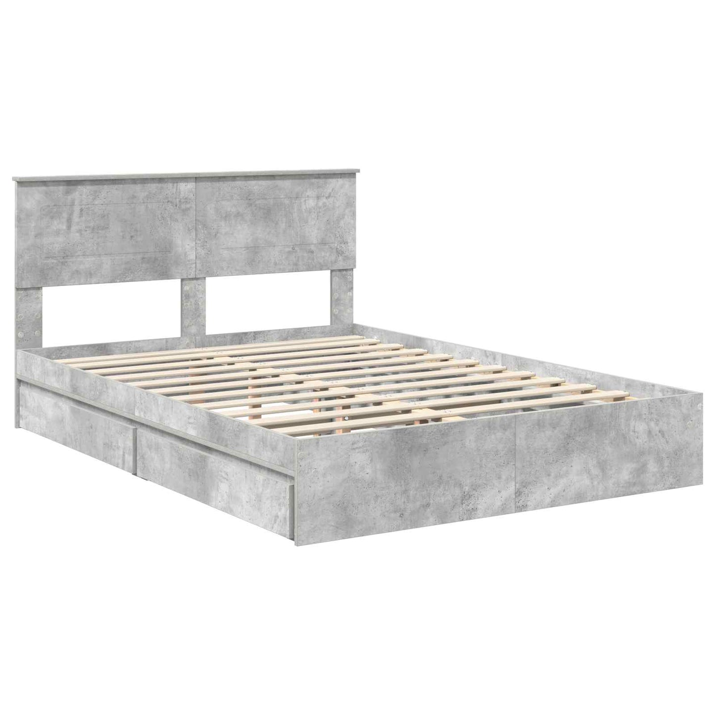 Tárolós Ágy fiókkal Beton Szürke 150 x 200 cm Szerelt Fa