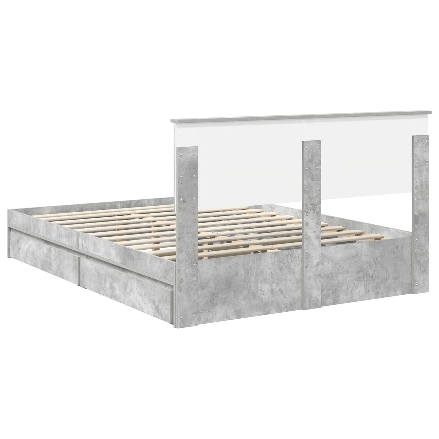 Tárolós Ágy fiókkal Beton Szürke 150 x 200 cm Szerelt Fa