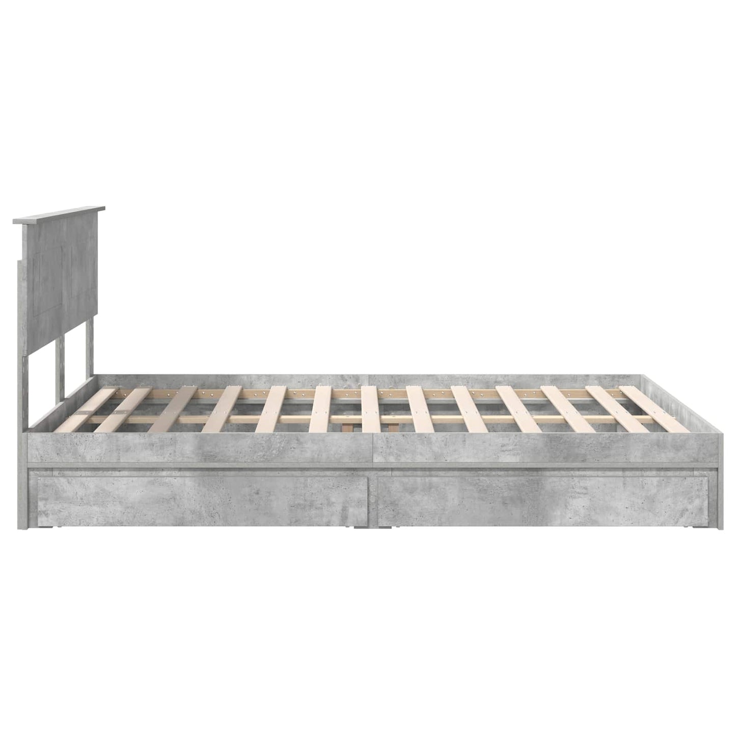Tárolós Ágy fiókkal Beton Szürke 150 x 200 cm Szerelt Fa