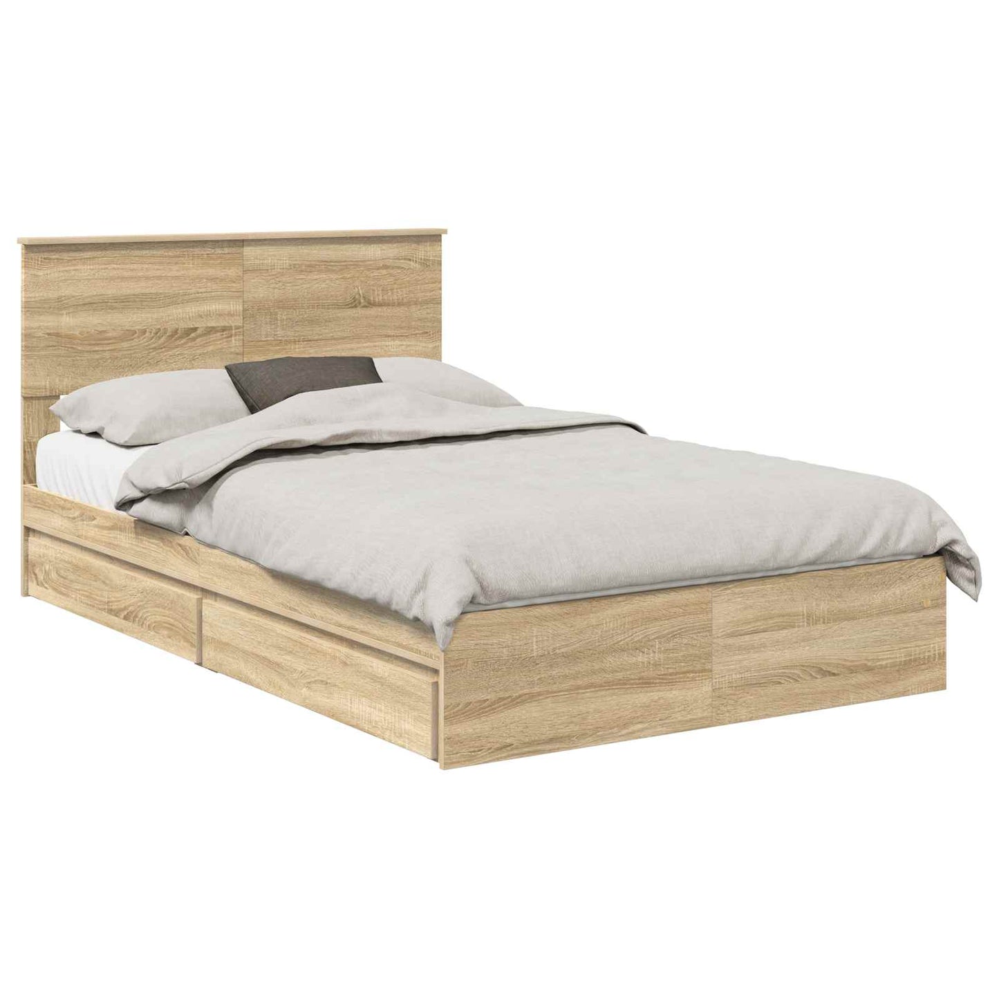 Tárolós Ágy fiókkal Sonoma tölgy 135 x 190 cm Szerelt Fa