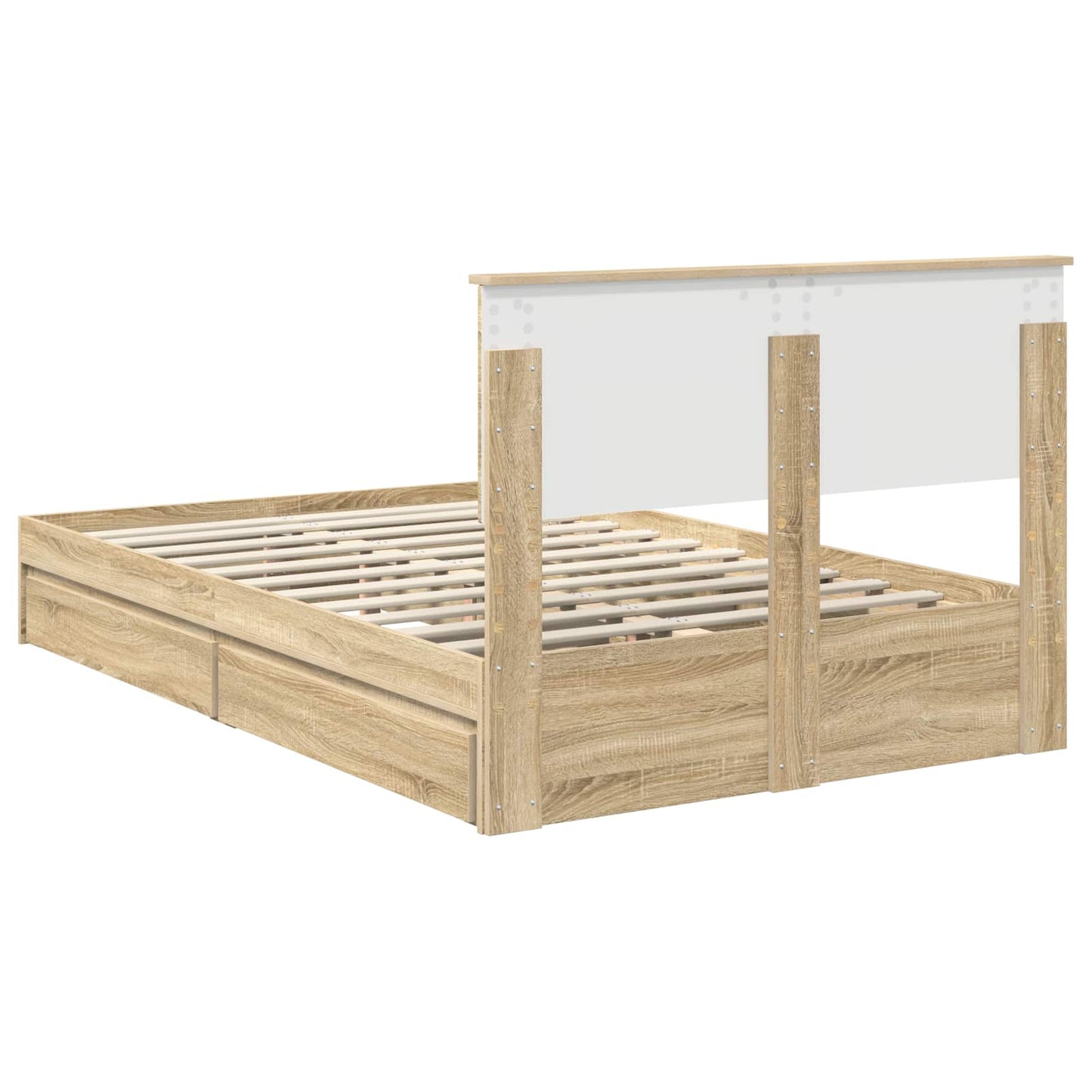 Tárolós Ágy fiókkal Sonoma tölgy 135 x 190 cm Szerelt Fa