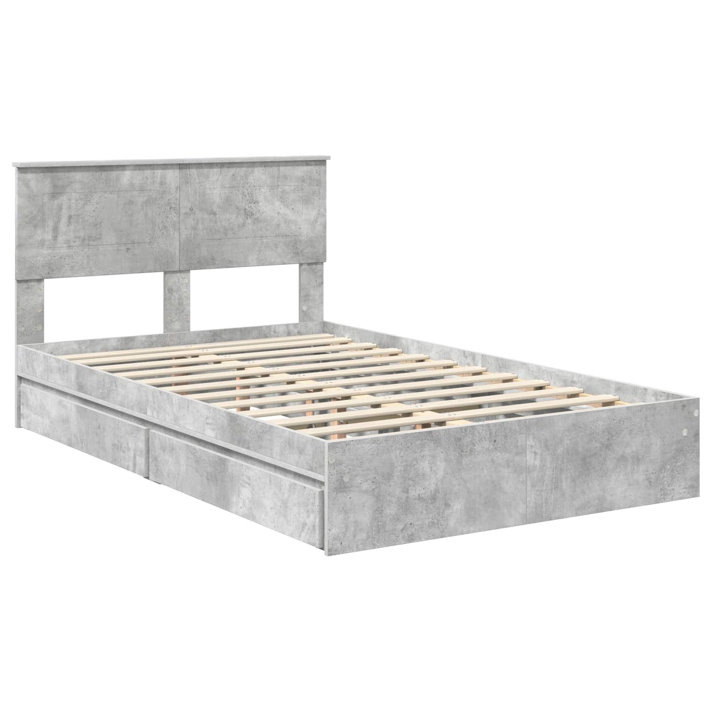 Tárolós Ágy fiókkal Beton Szürke 135 x 190 cm Szerelt Fa