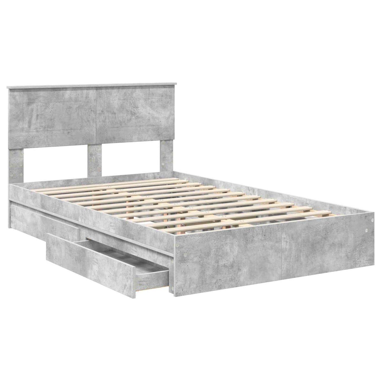 Tárolós Ágy fiókkal Beton Szürke 135 x 190 cm Szerelt Fa