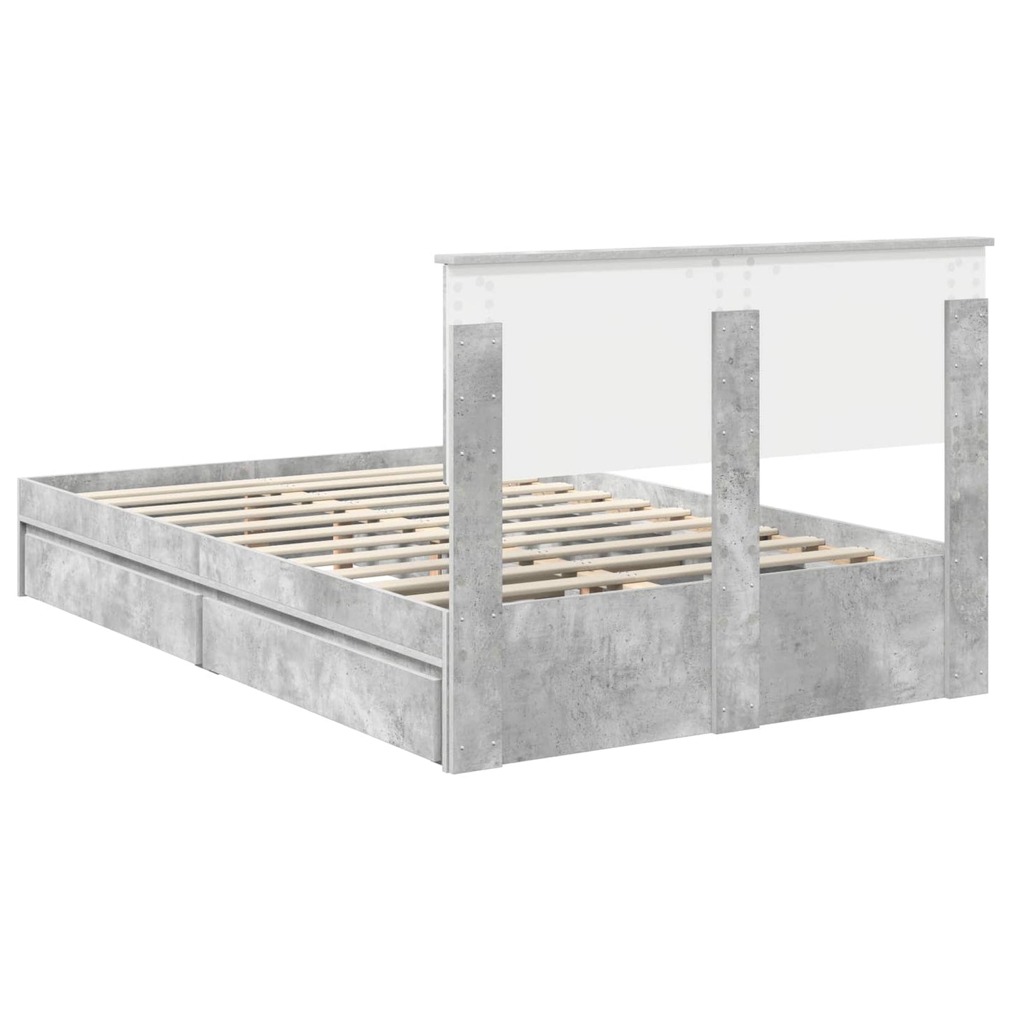 Tárolós Ágy fiókkal Beton Szürke 135 x 190 cm Szerelt Fa