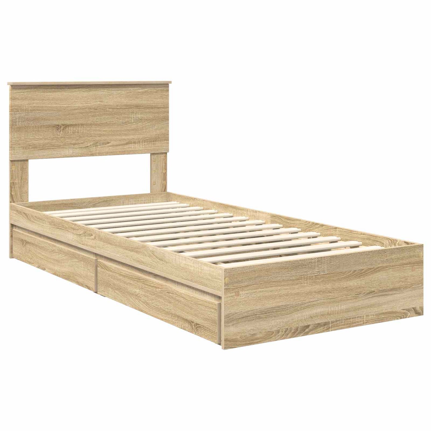 Tárolós Ágy fejtámlával Sonoma tölgy 75 x 190 cm Faanyag