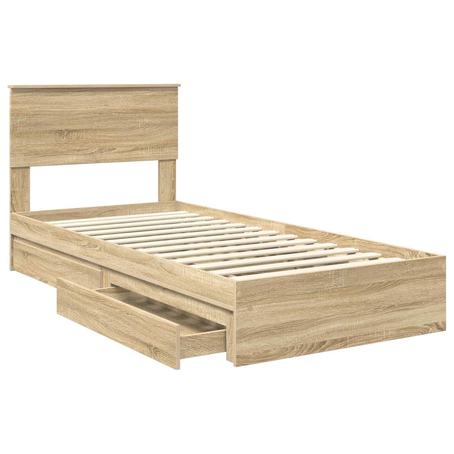 Tárolós Ágy fejtámlával Sonoma tölgy 75 x 190 cm Faanyag
