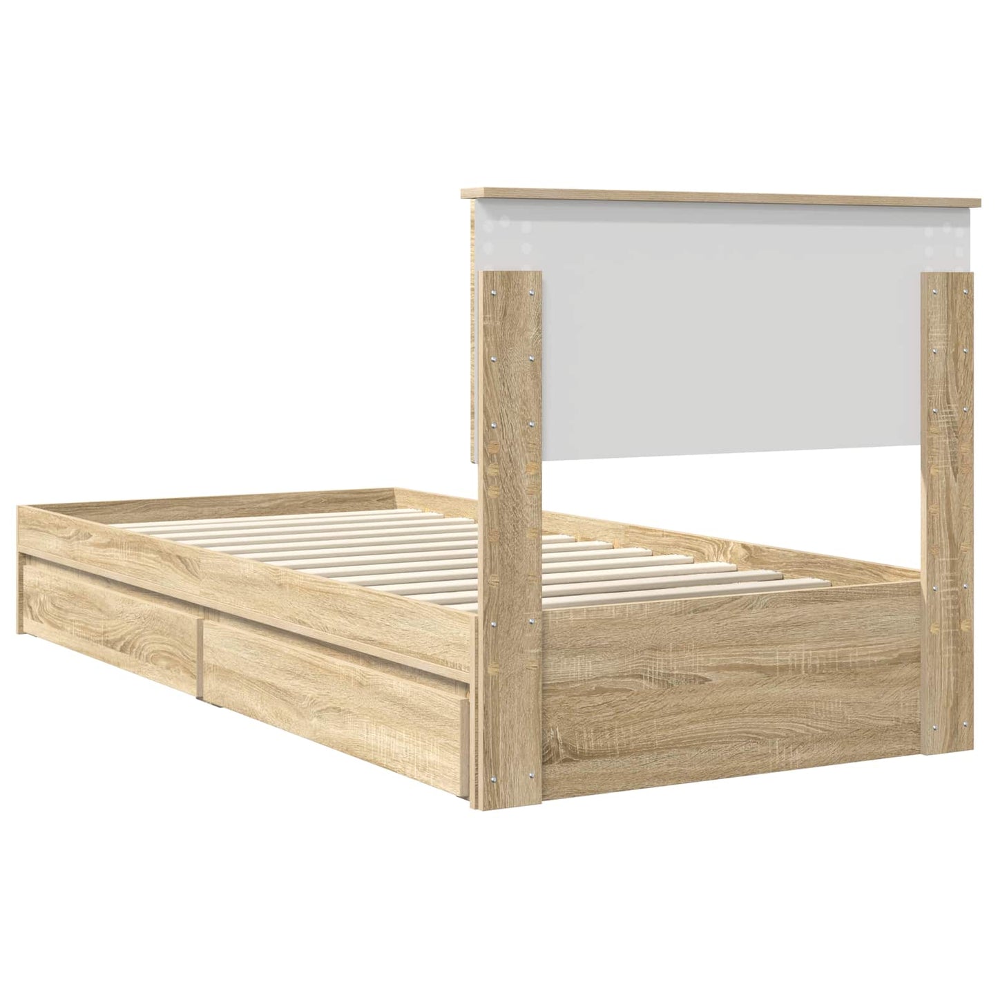 Tárolós Ágy fejtámlával Sonoma tölgy 75 x 190 cm Faanyag