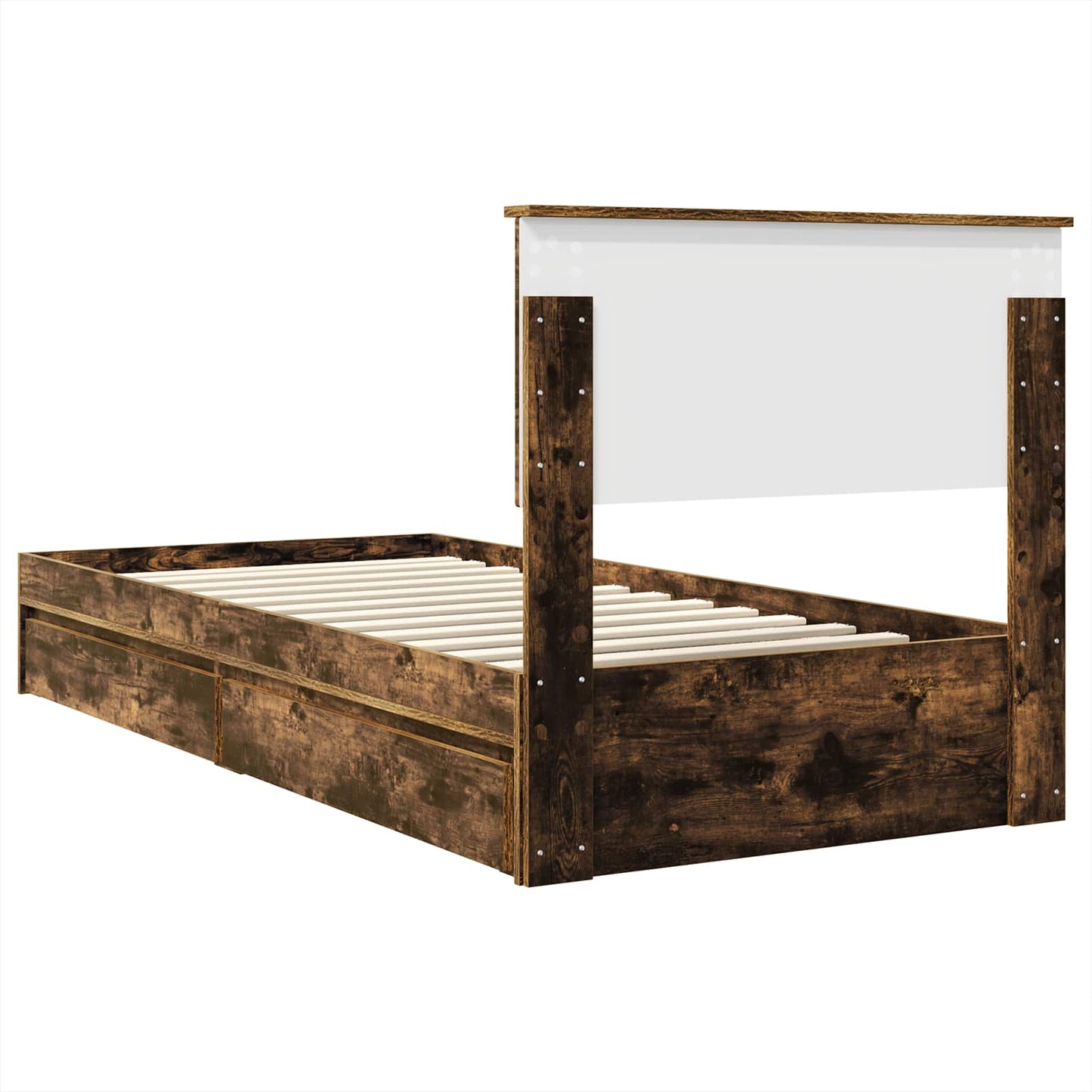 Tárolós Ágy fiókkal Füstölt tölgy 75 x 190 cm Szerelt Fa