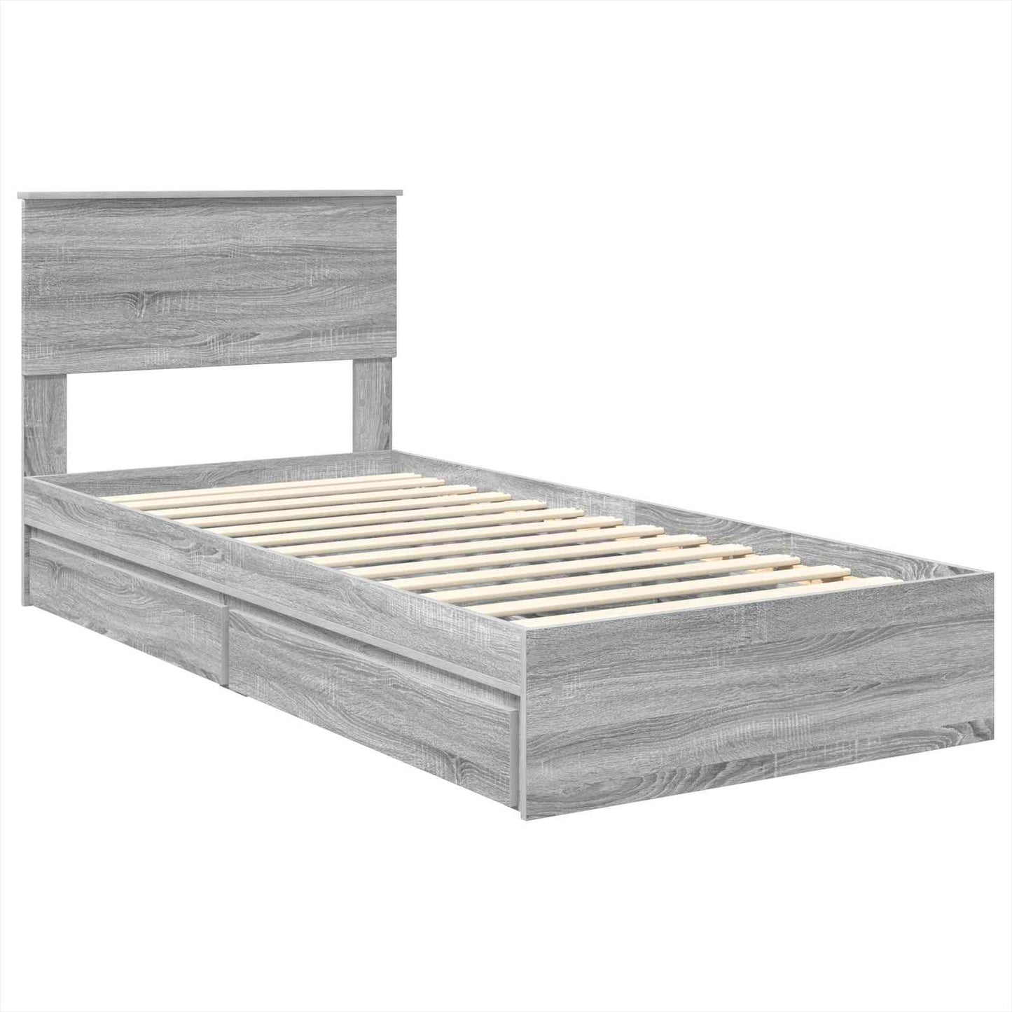 Tárolós Ágy fiókkal Szürke Sonoma 75 x 190 cm Szerelt Fa