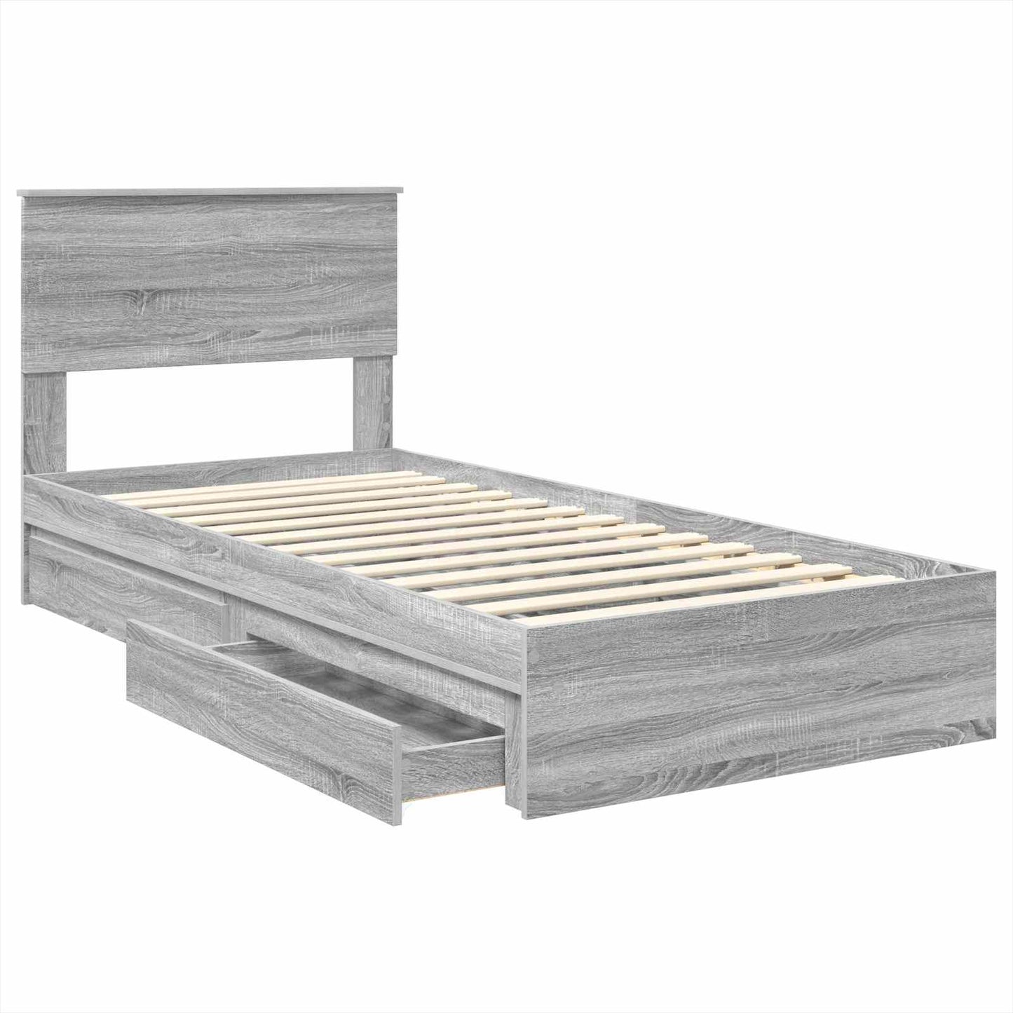 Tárolós Ágy fiókkal Szürke Sonoma 75 x 190 cm Szerelt Fa
