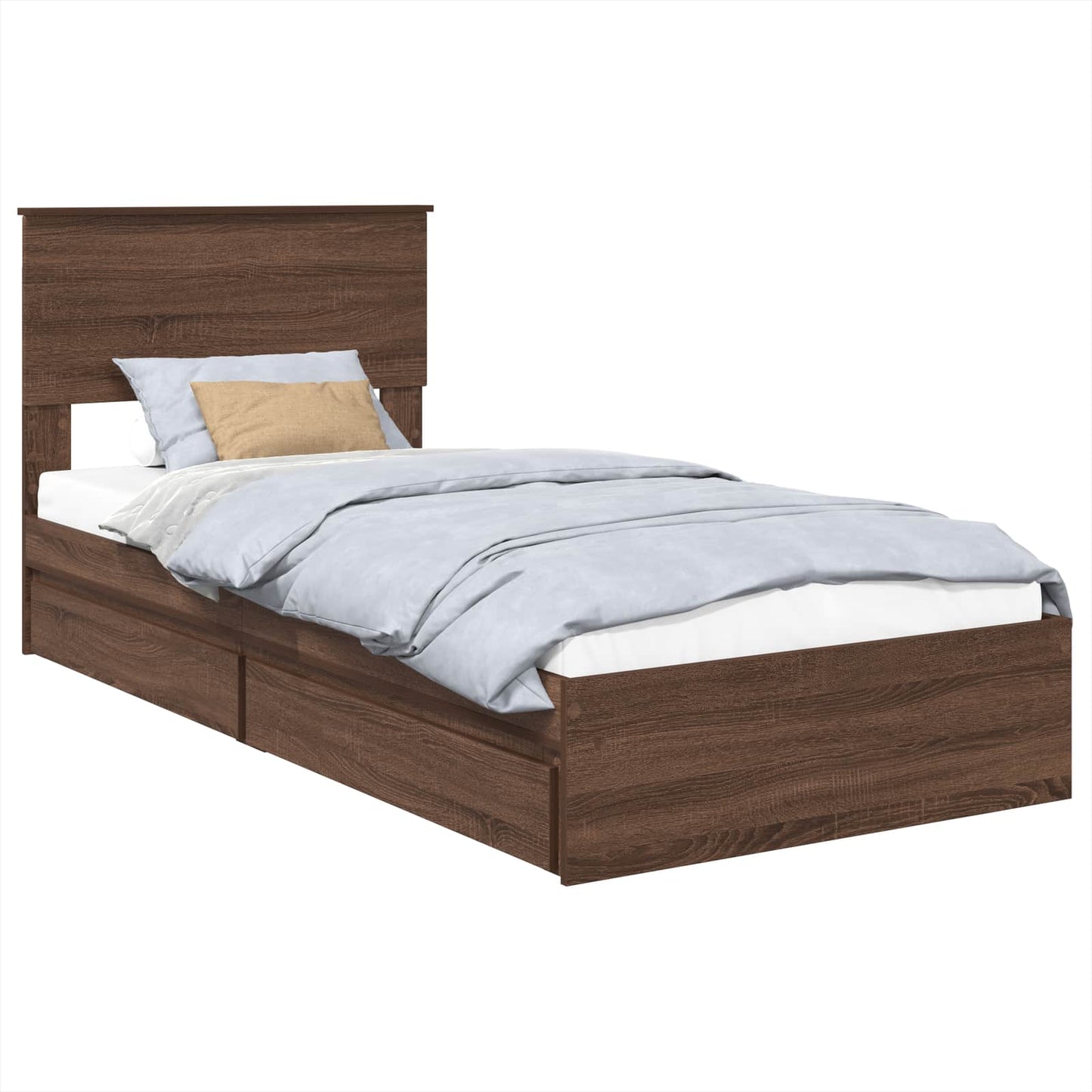 Tárolós Ágy fiókkal Barna Tölgy 75 x 190 cm Szerelt Fa