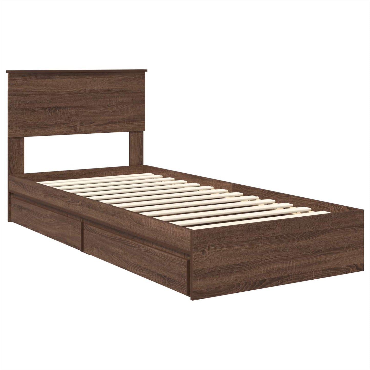 Tárolós Ágy fiókkal Barna Tölgy 75 x 190 cm Szerelt Fa