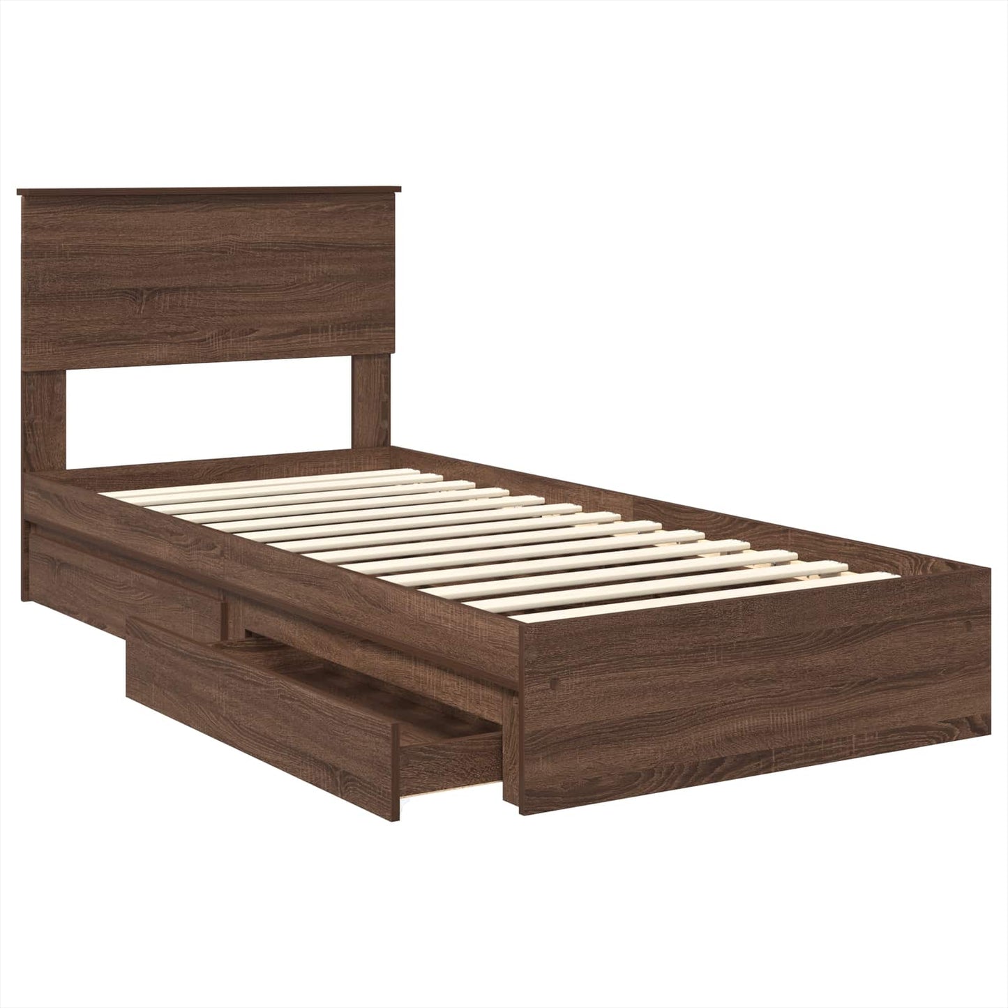 Tárolós Ágy fiókkal Barna Tölgy 75 x 190 cm Szerelt Fa