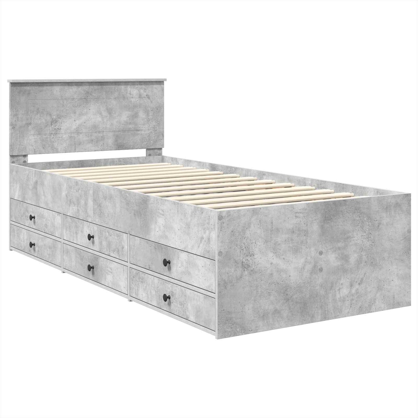 Nappaliágy Beton Szürke és Fekete 100 x 200 cm Szerelt Fa