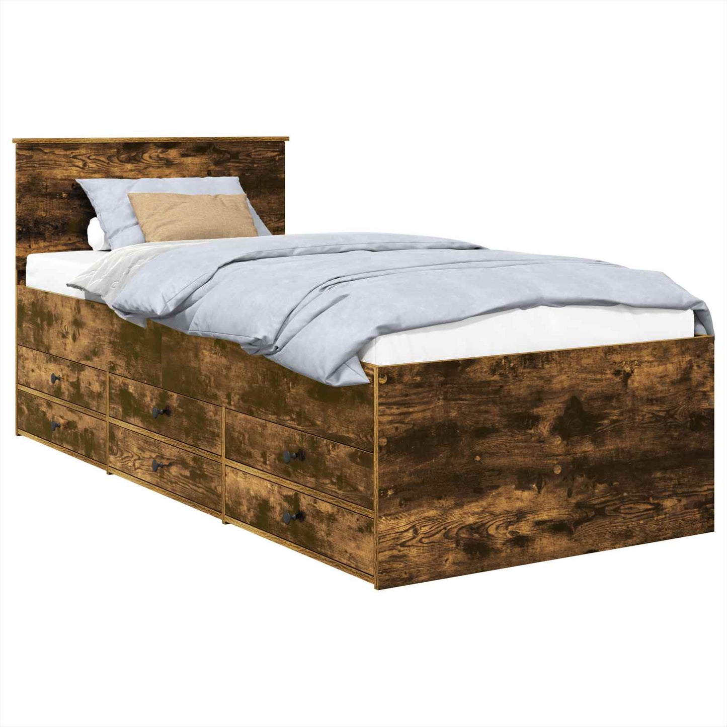 Nappaliágy Füstölt Tölgy és Fekete 90 x 190 cm Szerelt Fa